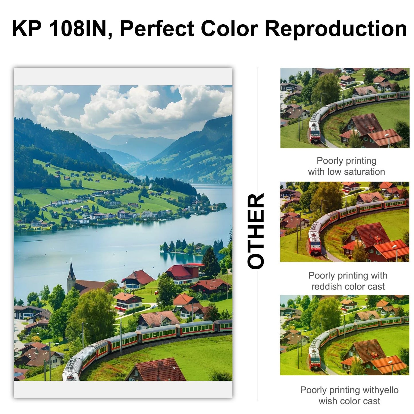 Compatible with Canon Selphy CP910/CP820/CP1200/CP1300/CP1500 Photo Printer?KP108/RP108 - Cartridge Refill & Photo Paper Set,Dye Sublimation,Vibrant
