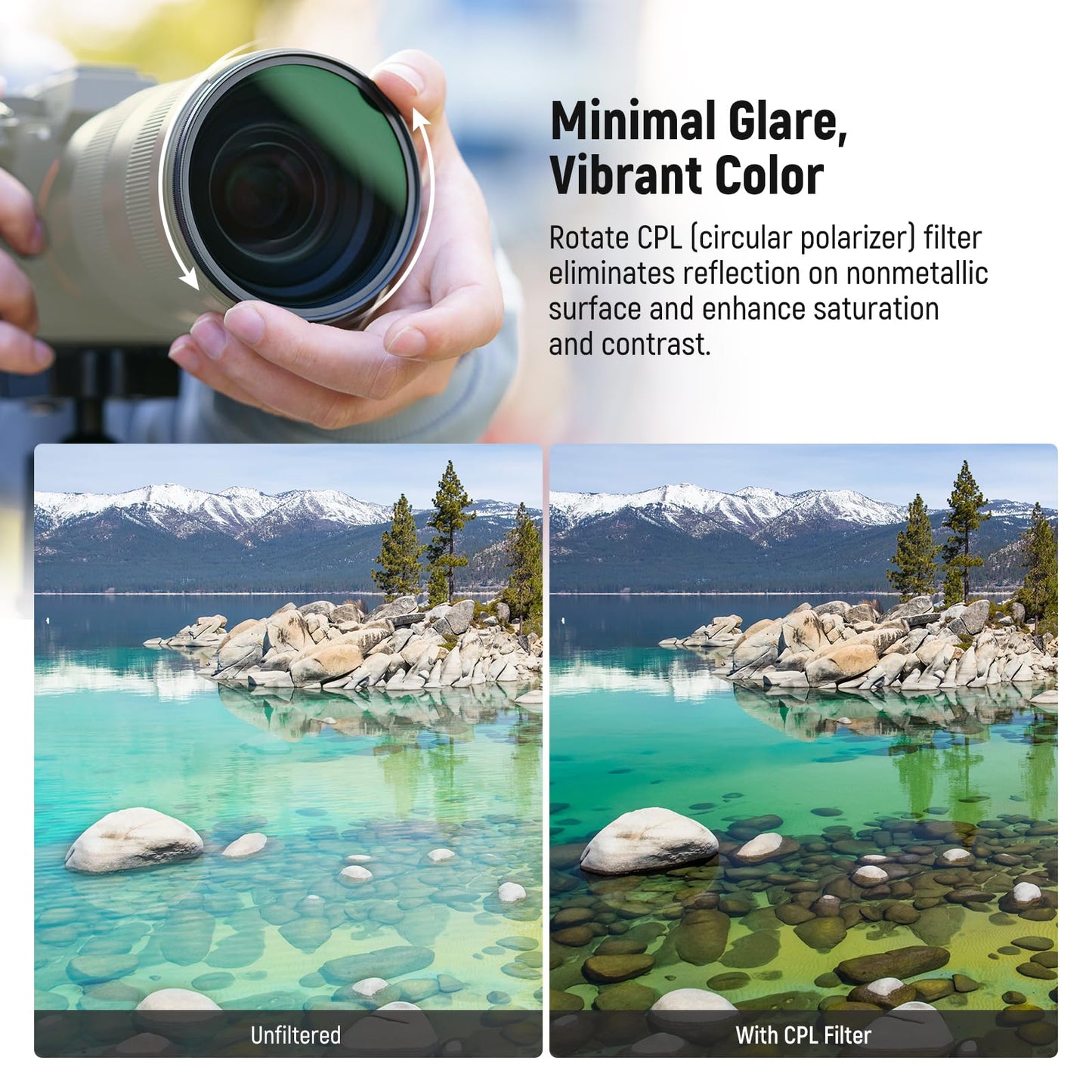 NEEWER 58mm CPL + Black Diffusion 1/4 Filter Set (2 Pack), Multicoated Optical Glass Circular Polarizing & Dreamy Soft Cinematic Effect Filter