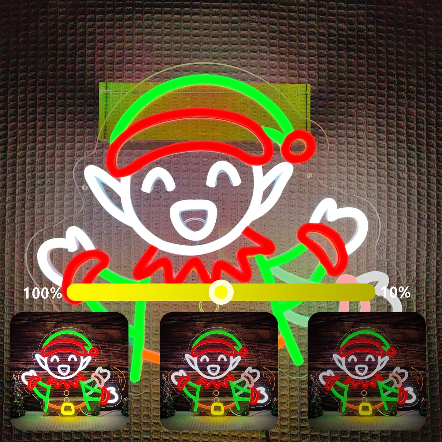 Elf Waving Christmas Neon Sign Elf Neon Sign Dimmable Christmas Led Sign for Wall Decor christmas Neon Window Lights for Holiday Party Bedroom Living