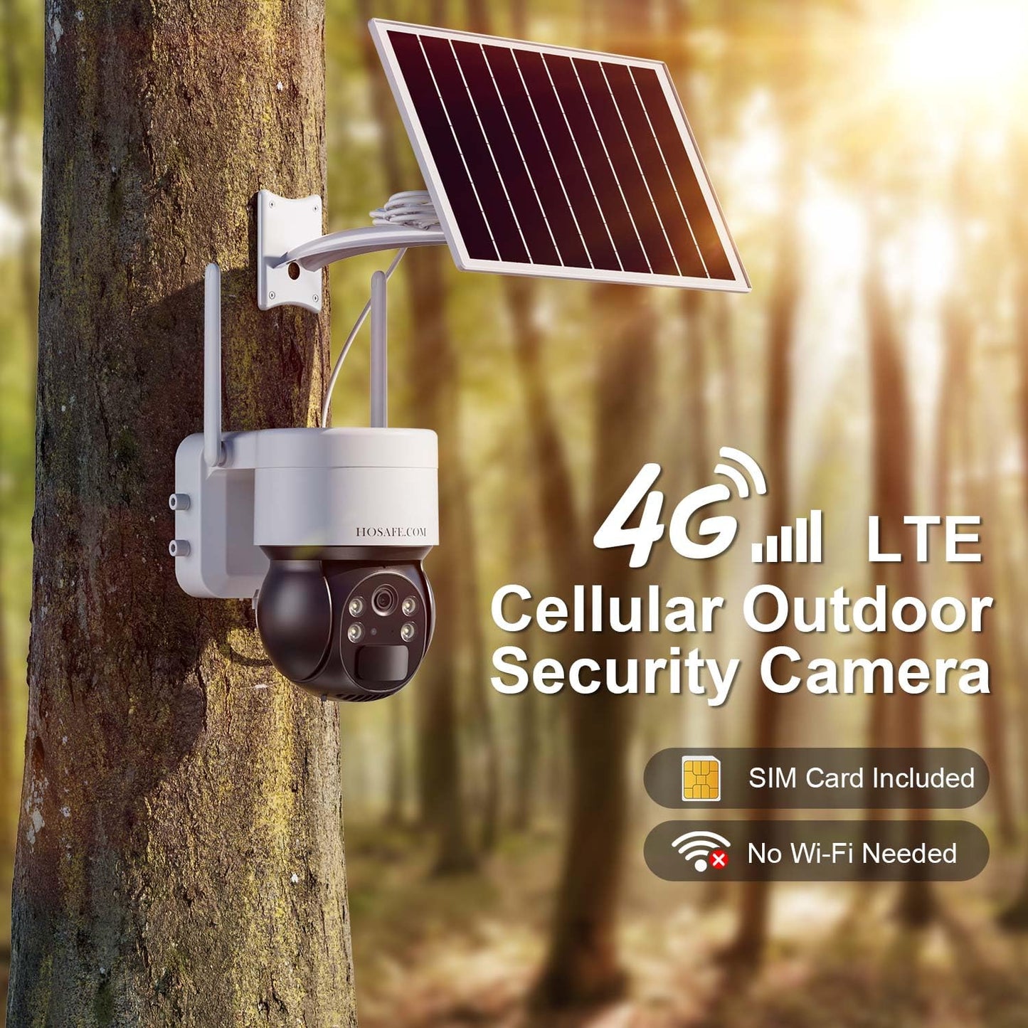 4G LTE Cellular Security Camera No Internet Needed, No WIFI Security Cameras Wireless Outdoor, Solar Camera With SIM Card, PIR Sensor, 360 PTZ, 2K HD