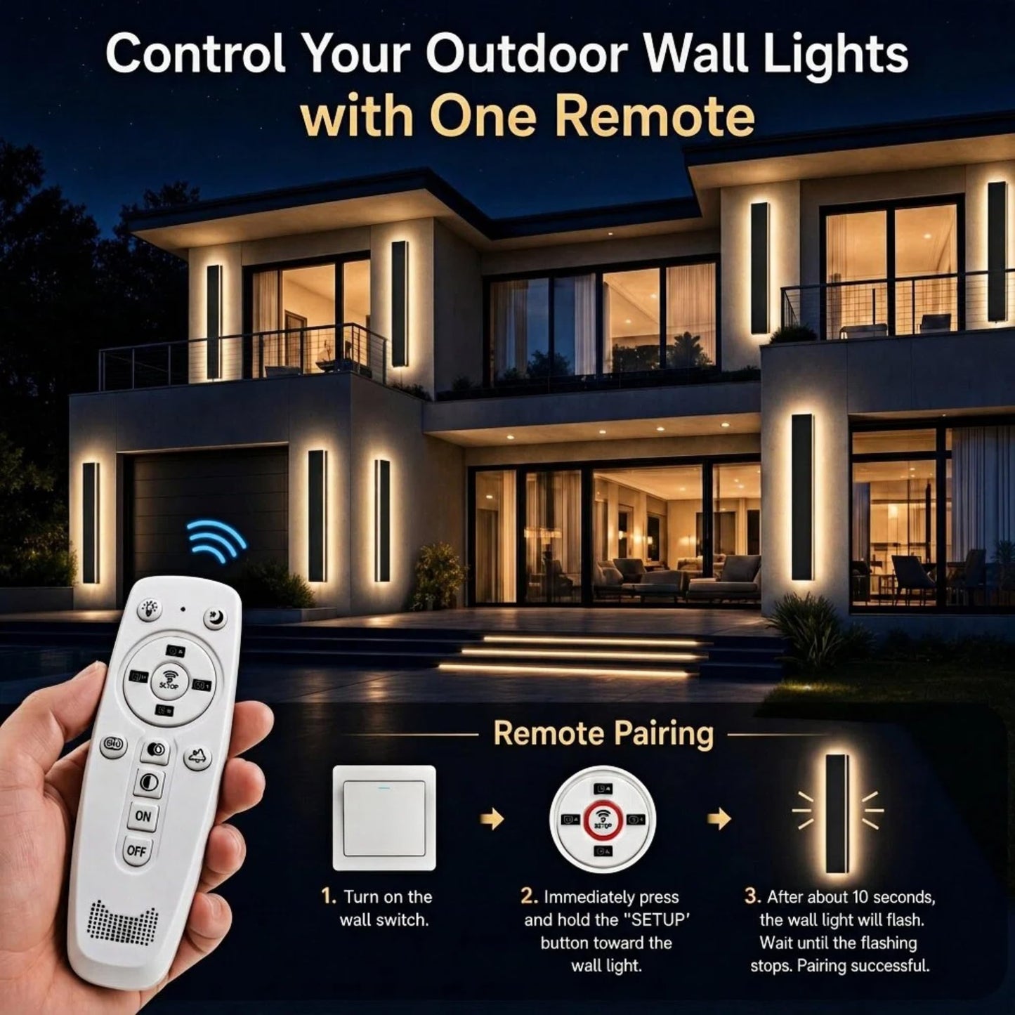 pedforn 47in Outdoor Wall Lights, Long Linear Wall Light, Black LED Exterior Light Fixtures Wall Mount, Dimmable Modern Outdoor Lights, Outside Lights