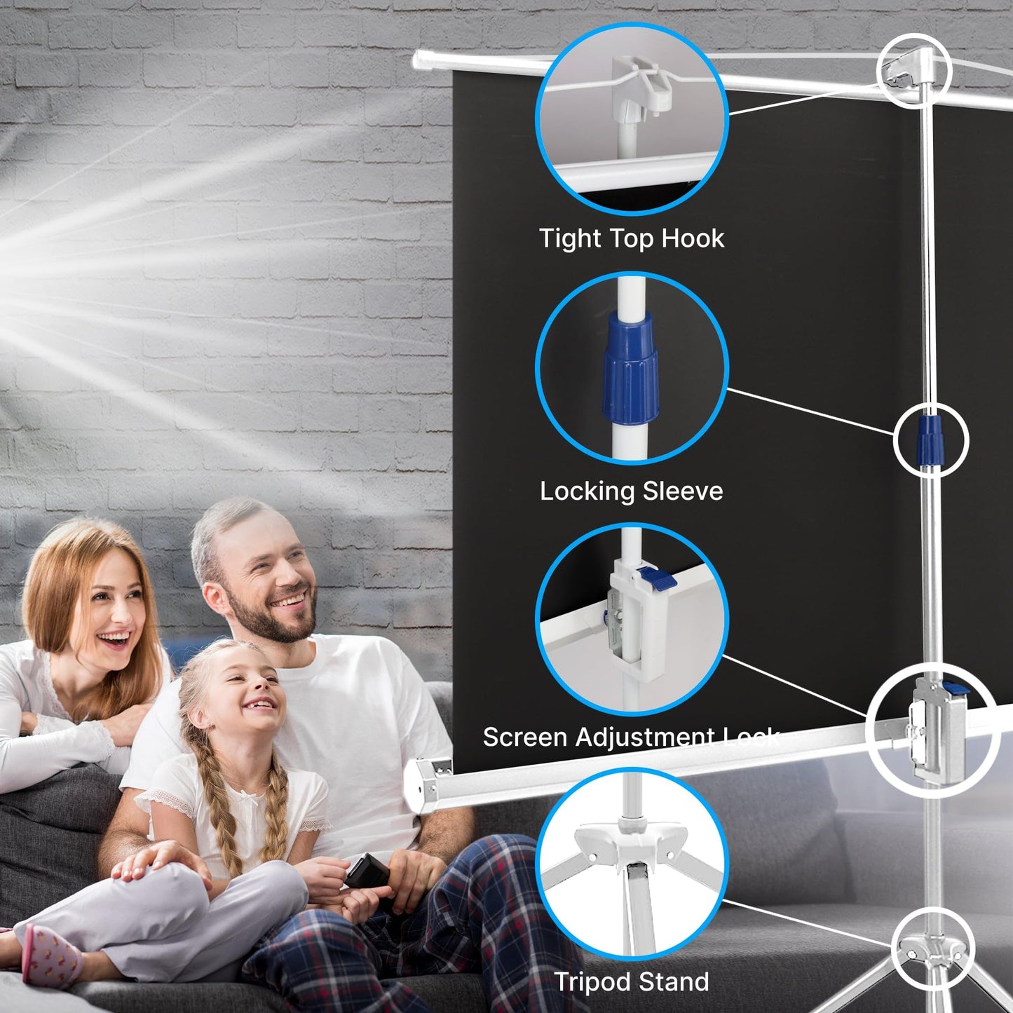 Pyle 72 Inch Outdoor Projector Screen with Stand-Portable Fold Out Roll Up Screen with Tripod Stand,White Matte Fabric 4:3 Aspect Ratio 4K HD Quality