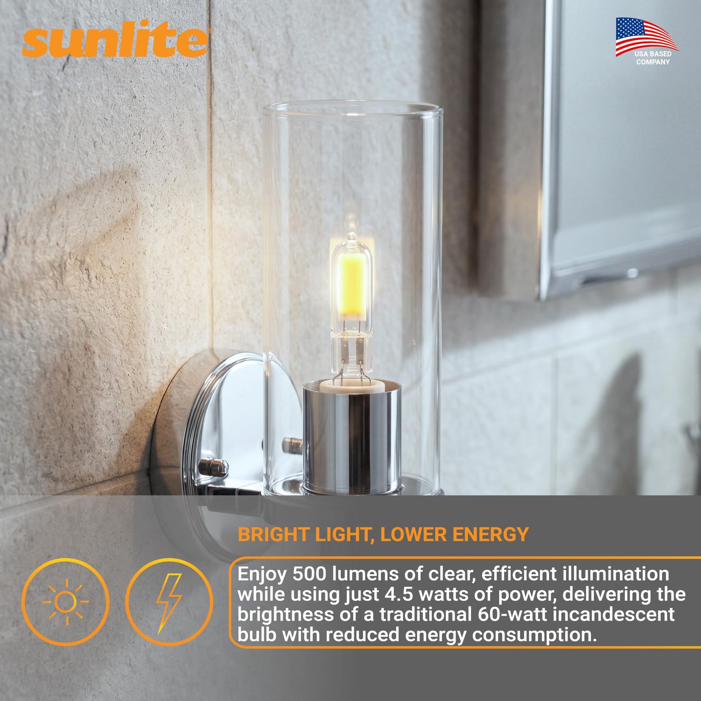 Sunlite LED G9 Light Bulb 4 Watts (60W Equivalent), 500 Lumens, Bi Pin Base, Non-Dimmable, UL Listed, 5000K Daylight, 6 Pack
