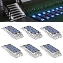 Alinana Solar Step Lights Outdoor Waterproof 6 Pack, 2 Colors in 1 LED Stair Lights, Screw Mount Deck Step Lights for Stairs, Patio, Garden, Walkway