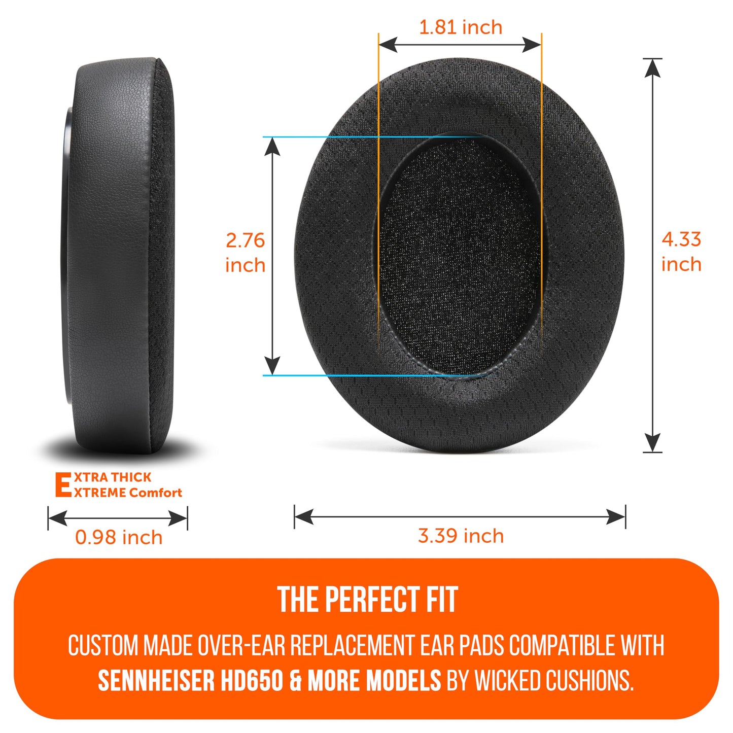 WC Freeze HD6XX - Cooling Gel Earpads for Sennheiser HD6XX, HD58X, HD600, HD650, HD660S, HD660S2, HD580, HD565 & More, Made by Wicked Cushions | Extra
