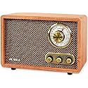 Victrola Willow - Retro Wood Bluetooth Radio with Built-in Speakers: Elegant & Vintage Design, Rotary AM/FM Tuning Dial, Bass & Treble Control