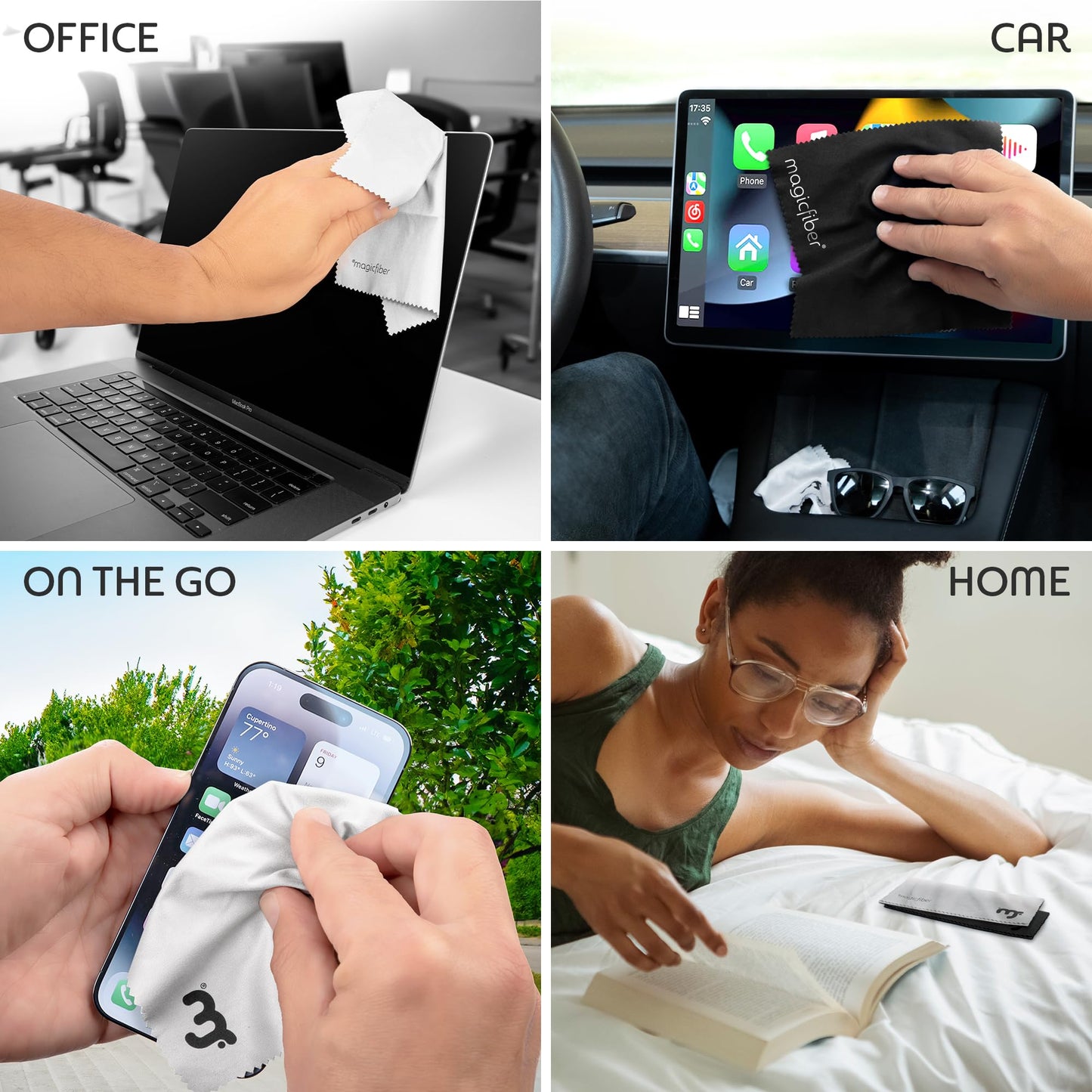 MagicFiber Microfiber Cleaning Cloth, 13 Pack - Premium Cloth for Glasses, Lens, Screens & More