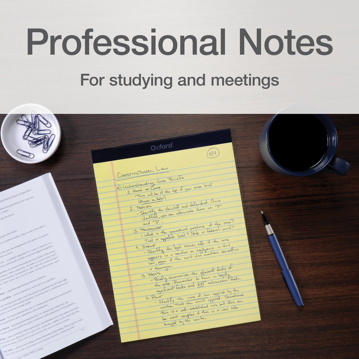Oxford Premium Legal Pads, 12 Pack, Premium Note Pads, 50 Legal Rule 8.5" x 11" Sheets, Canary Yellow Paper with Firm Back, Professional Legal