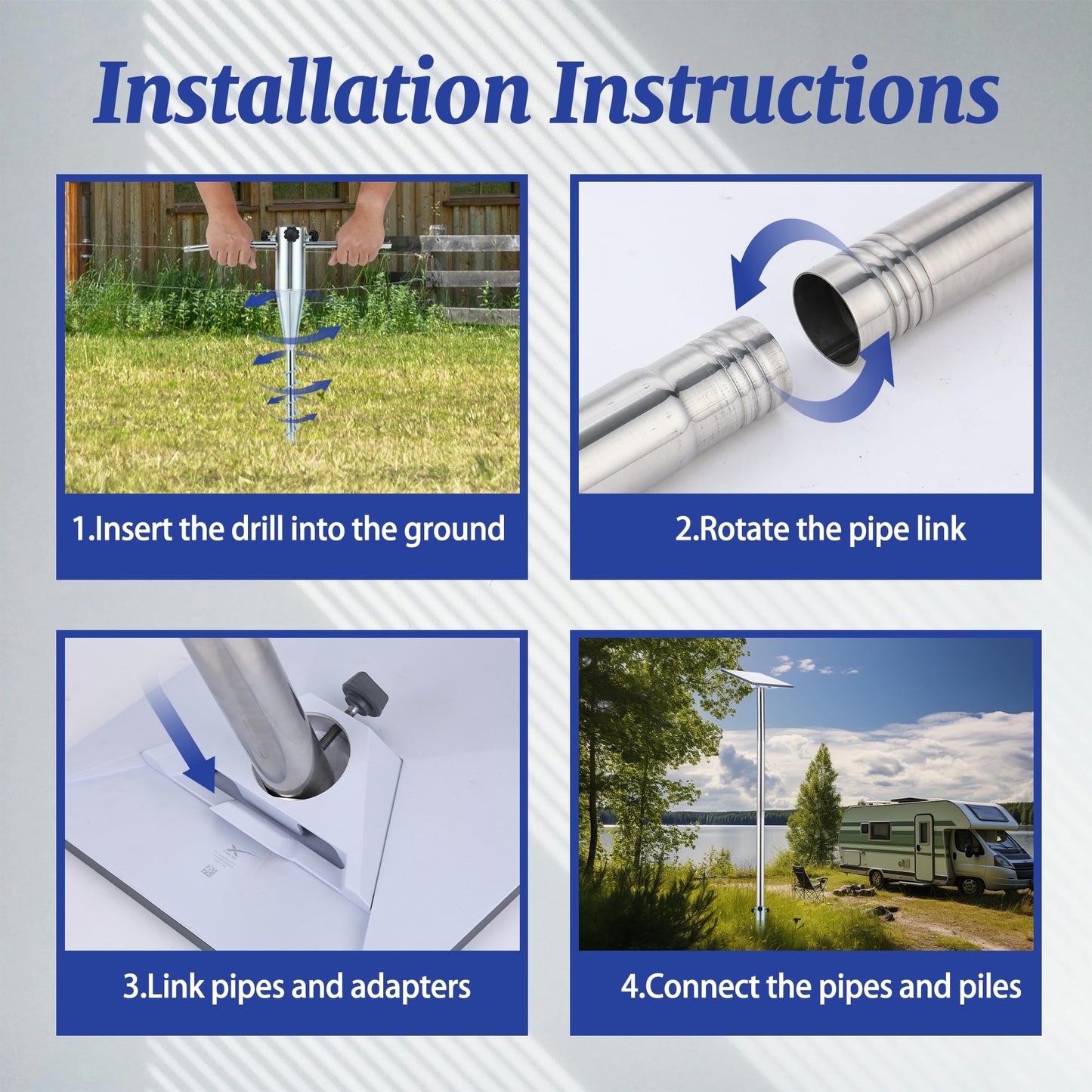Starlink Mini Pole Mount Kit, Starlink Pole Mounting, 9ft Starlink Ground Features a Durable 1.5'' Diameter Pole with No Dig Ground Anchor, Suitable