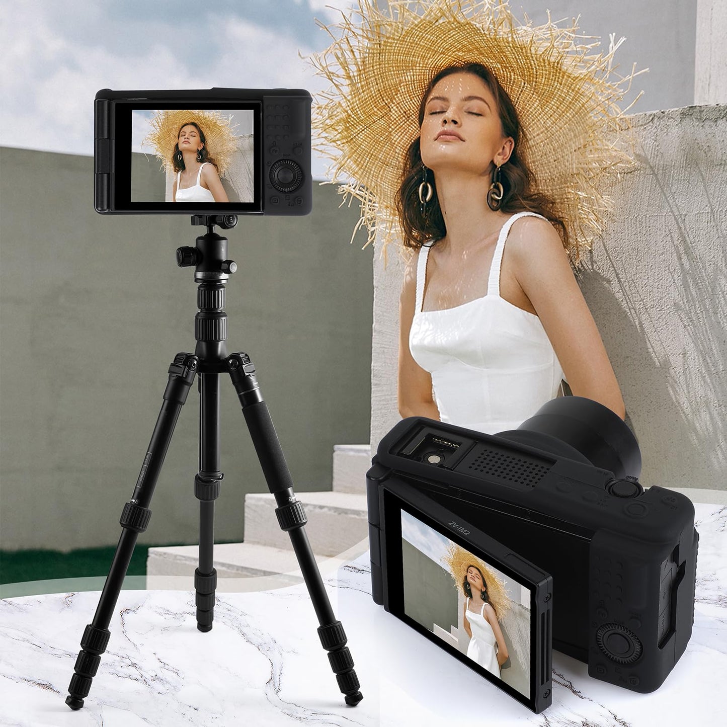 MIOKAU ZV-1F Camera Case, Soft Silicone Protective Case for Sony ZV1F/ZV-1M2/ZV-1 Mark II (NOT for ZV1) Vlog Camera, Lightweight ZV1F Cover (Black)
