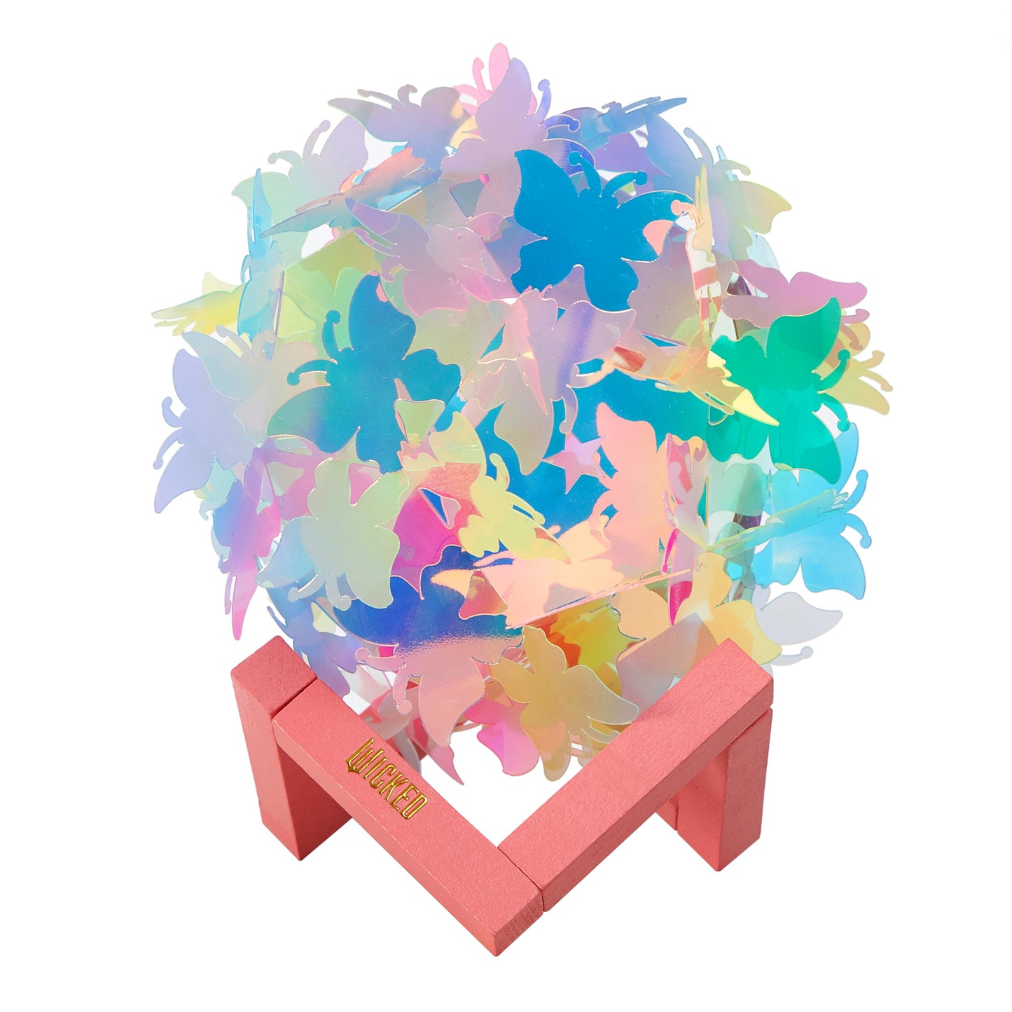 Wicked the Movie 3D Iridescent Butterfly Accent Lamp and Tabletop Night Light with Wood Base