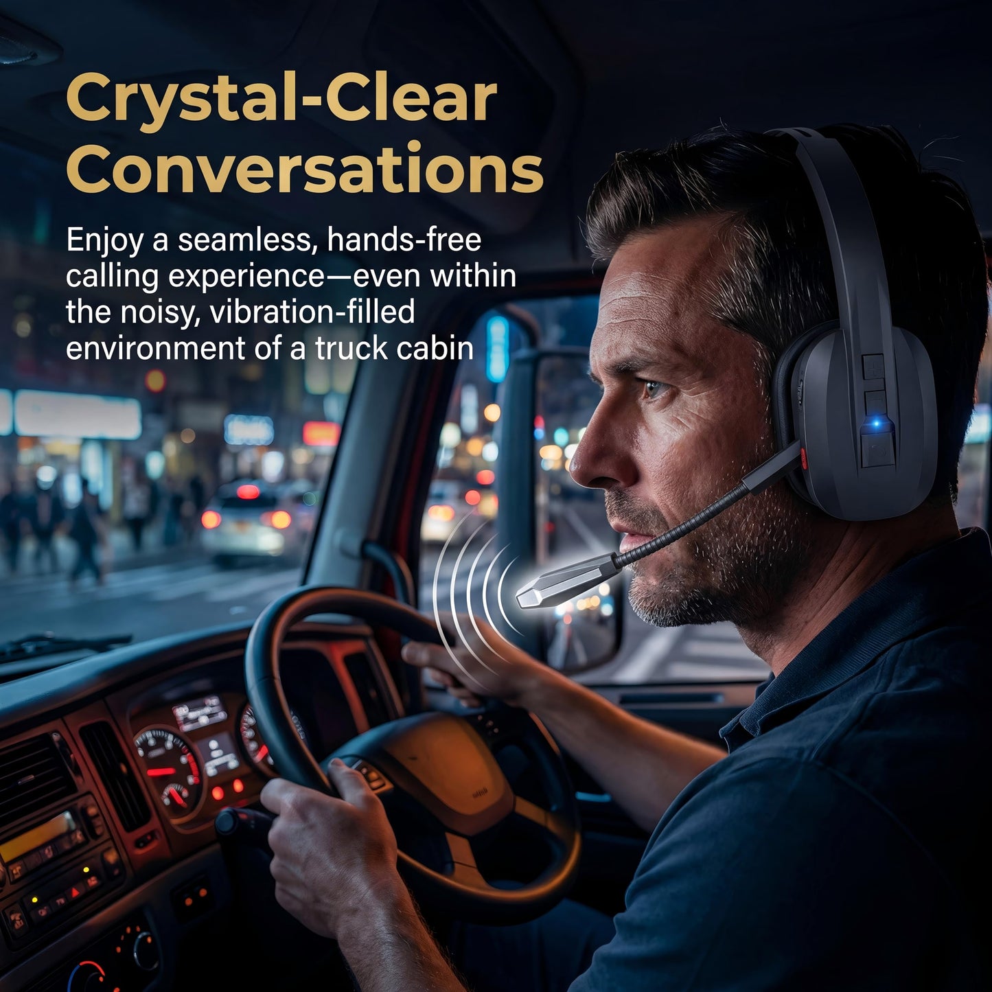 SINWE Trucker Bluetooth Headset, Wireless Headset with Dual Mic Noise Cancelling, All-Day Talk Time Mute Button Bluetooth Headsets Multipoint