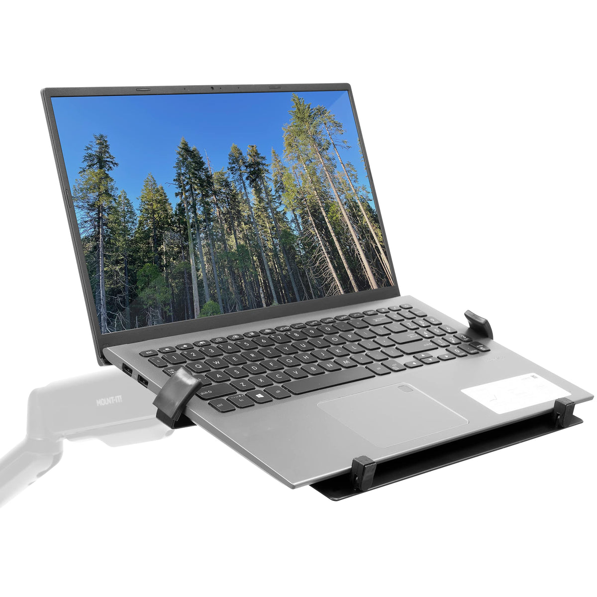 Mount-It! Laptop Tray for Monitor Arm, VESA Laptop Mount Tray for 75x75 & 100x100 Monitor Arms, Ventilated Steel Notebook Holder with Adjustable