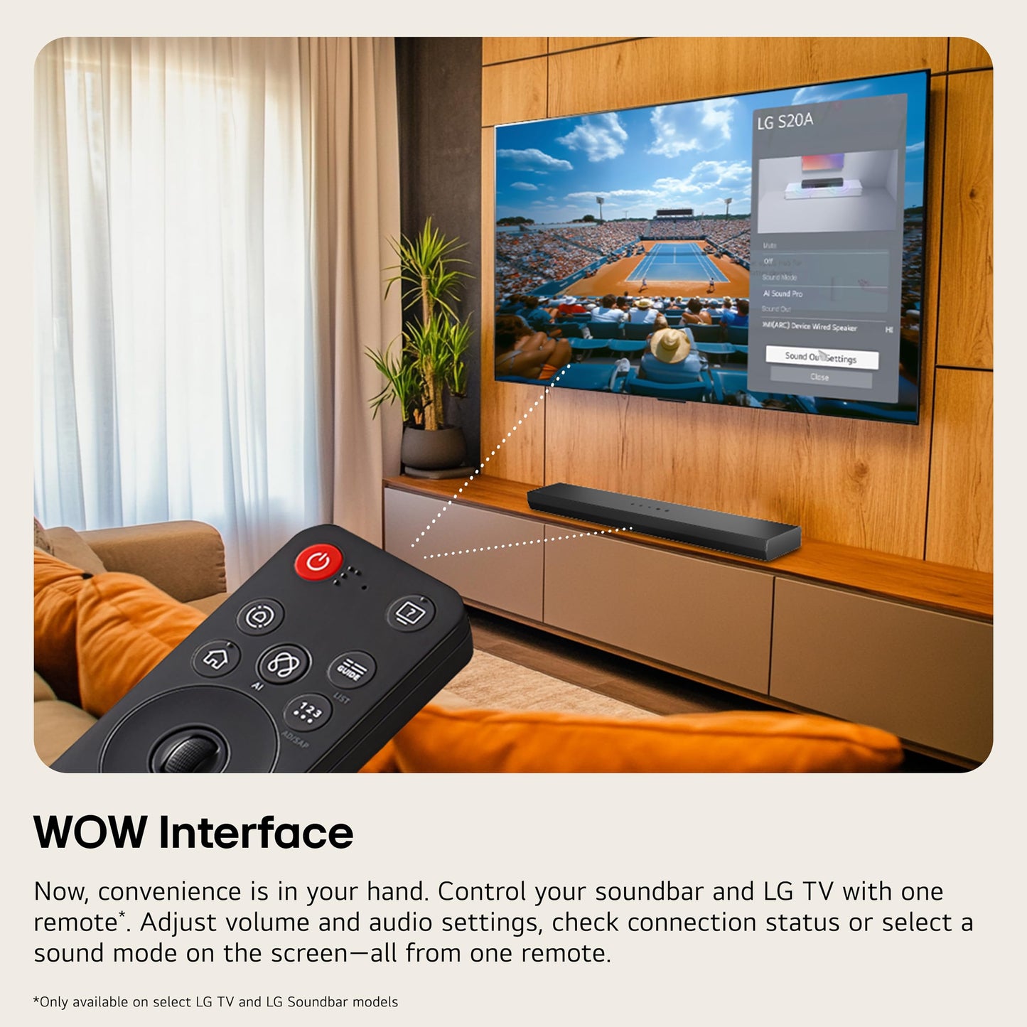 LG S20A 2.0 ch. Soundbar, Dolby Digital, TV Synergy, Wow Interface, DTS Digital Surround