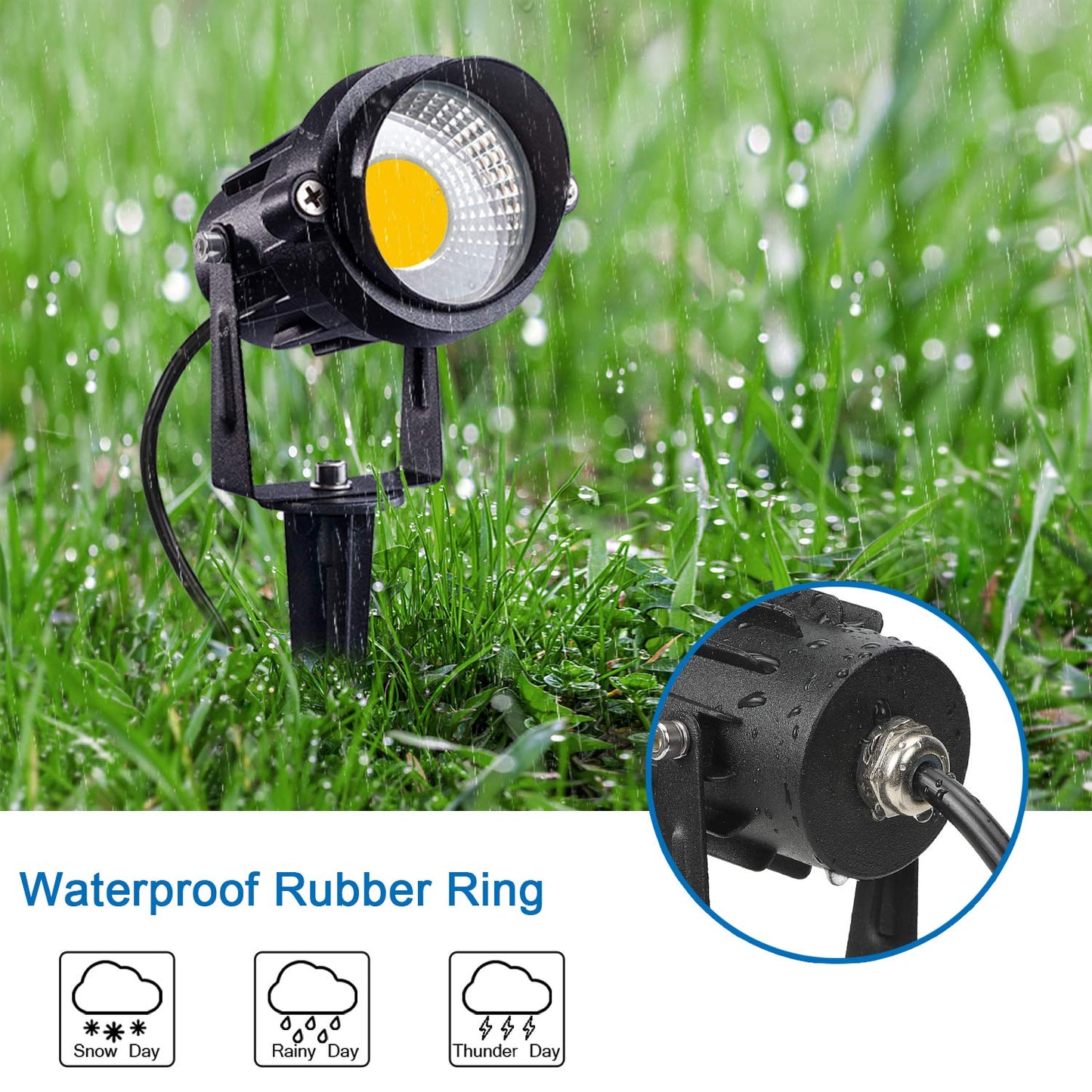 SUNVIE LED Outdoor Spotlight 12W Landscape Lighting 120V AC Waterproof Landscape Lights Spot Lights for Yard with Spiked Stake Warm White Flag Light