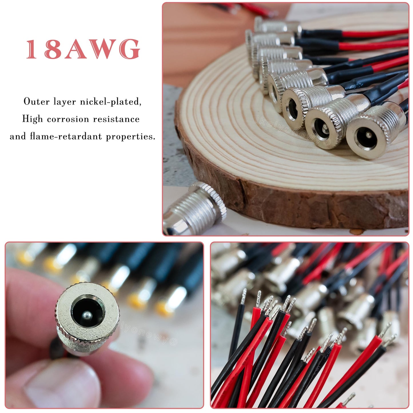 lkelyonewy 5.5 x 2.1 mm DC Power Jack Socket Threaded Female Panel Mount Connector Adapter with Dustproof Plug 6Pack
