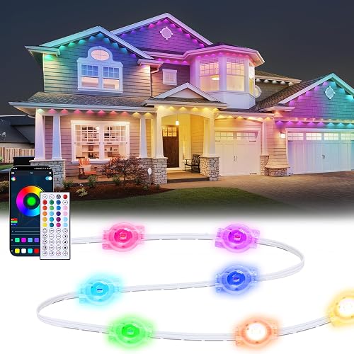 MaweMe 150FT Permanent Outdoor Lights for House,RGB LED Eaves Lights with IP67 Waterprooff, Smart App Remote Control, Music Sync, for Christmas,Daily