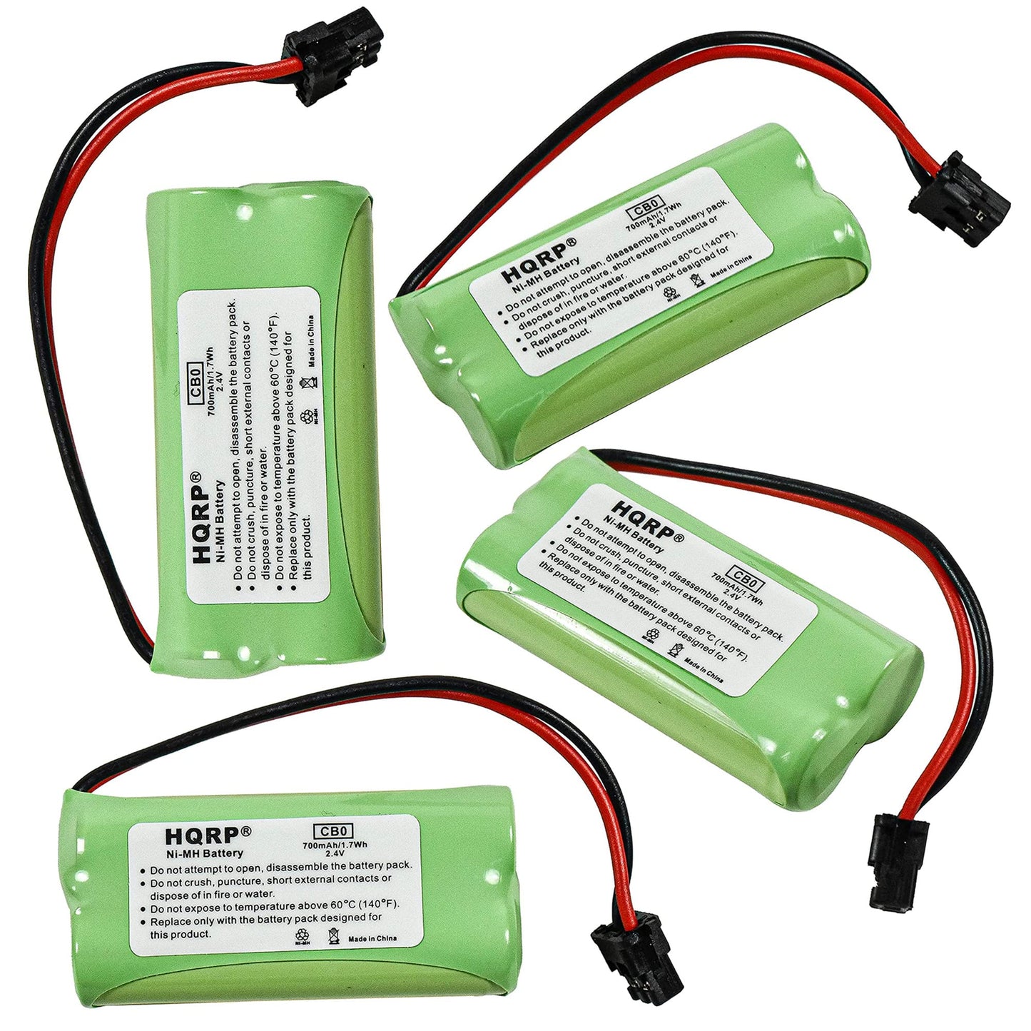 HQRP 4-Pack Cordless Phone Battery Compatible with Uniden BT-1002 / BT1002, BT-1008 / BT1008, BT-1021, BT1021, BT-1016 / BT1016, BT-1025 / BT1025
