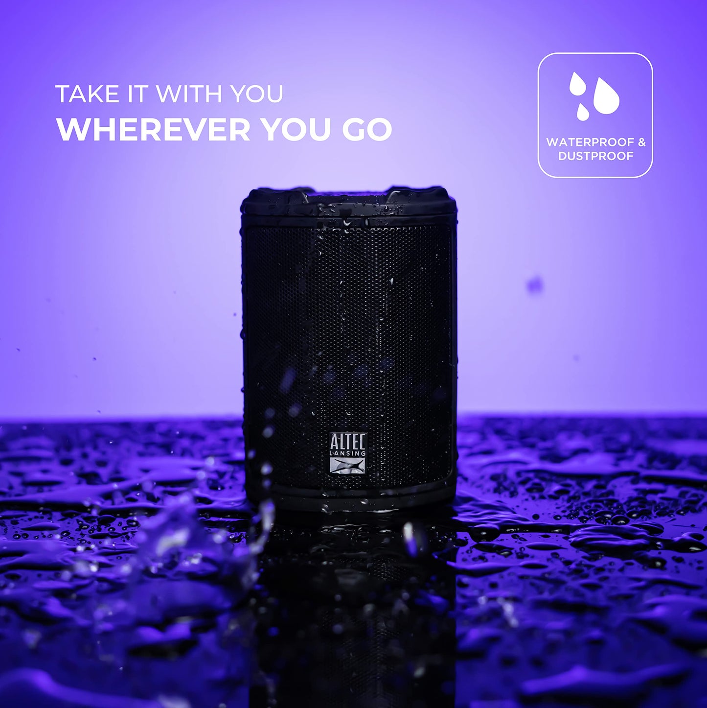 Altec Lansing - HydraMotion Wireless Bluetooth Speaker with 360 Degree Sound, Portable IP67 Waterproof for Outdoors, Shockproof, Snowproof, Everything