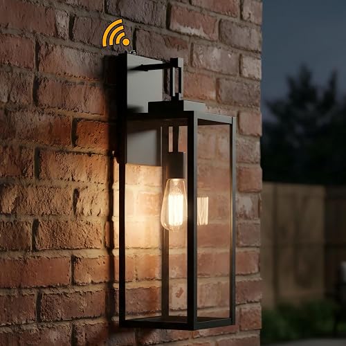 22 Inch Outdoor Wall Light Dusk to Dawn, Extra Large Wall Lantern for House Exterior Wall Sconce with Sensor, Photocell Porch Light for House Outside
