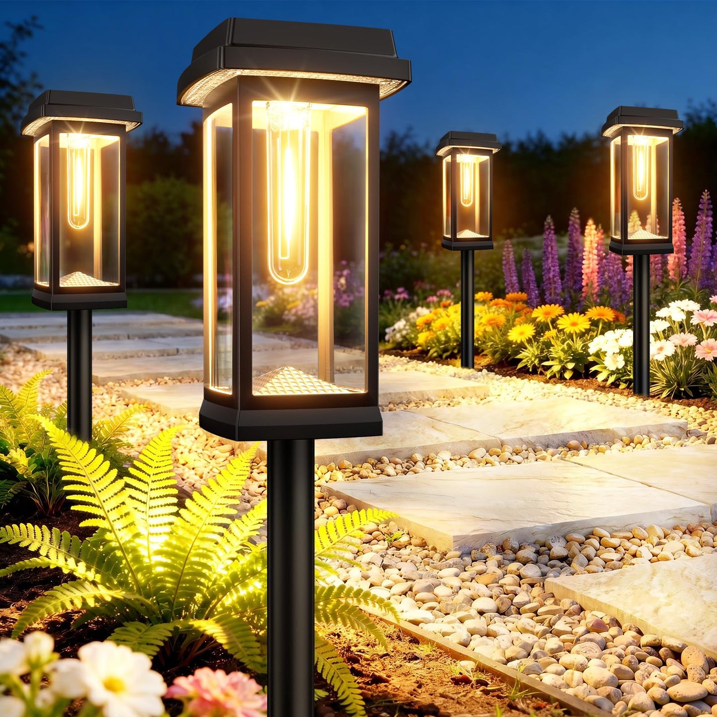 Solar Pathway Lights Outdoor, 8 Pack Upgraded Solar Garden Lights Solar Powered, Solar Lights Outdoor Waterproof IP65, 15 Hours Outdoor Solar Lights
