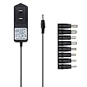 EIKS Universal AC/DC 4.2V 1A Power Adapter Wall Charger for 18650 Battery LED Strip Shaver Groomer Clipper, with 8 Selectable Tips (4.2V-1A)