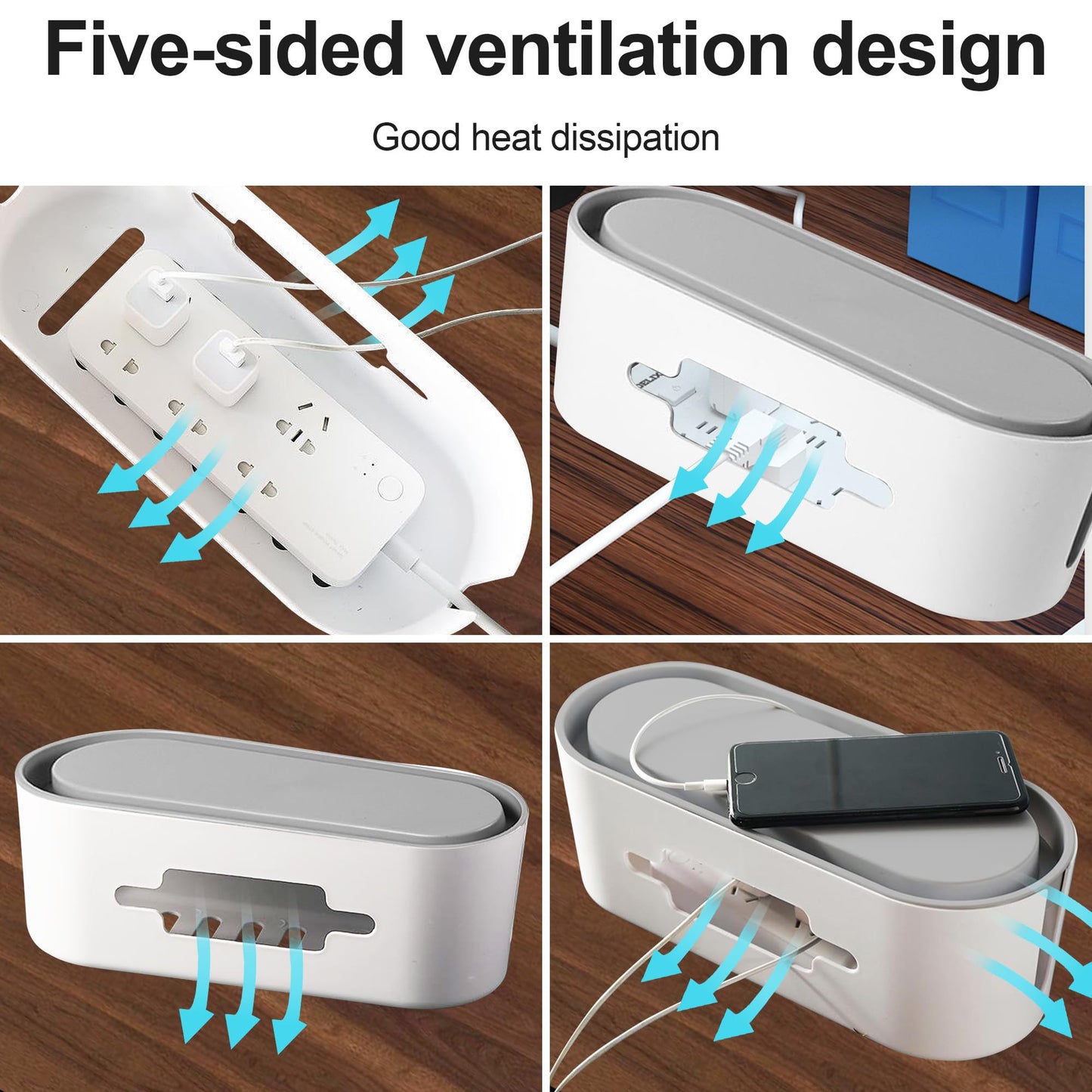 Cable Management Box?with 26PCS Cable Management Kit?Cord Organizer to Hide Cords and Power Strips?Under Desk Cable Management?Safe ABS Material?for