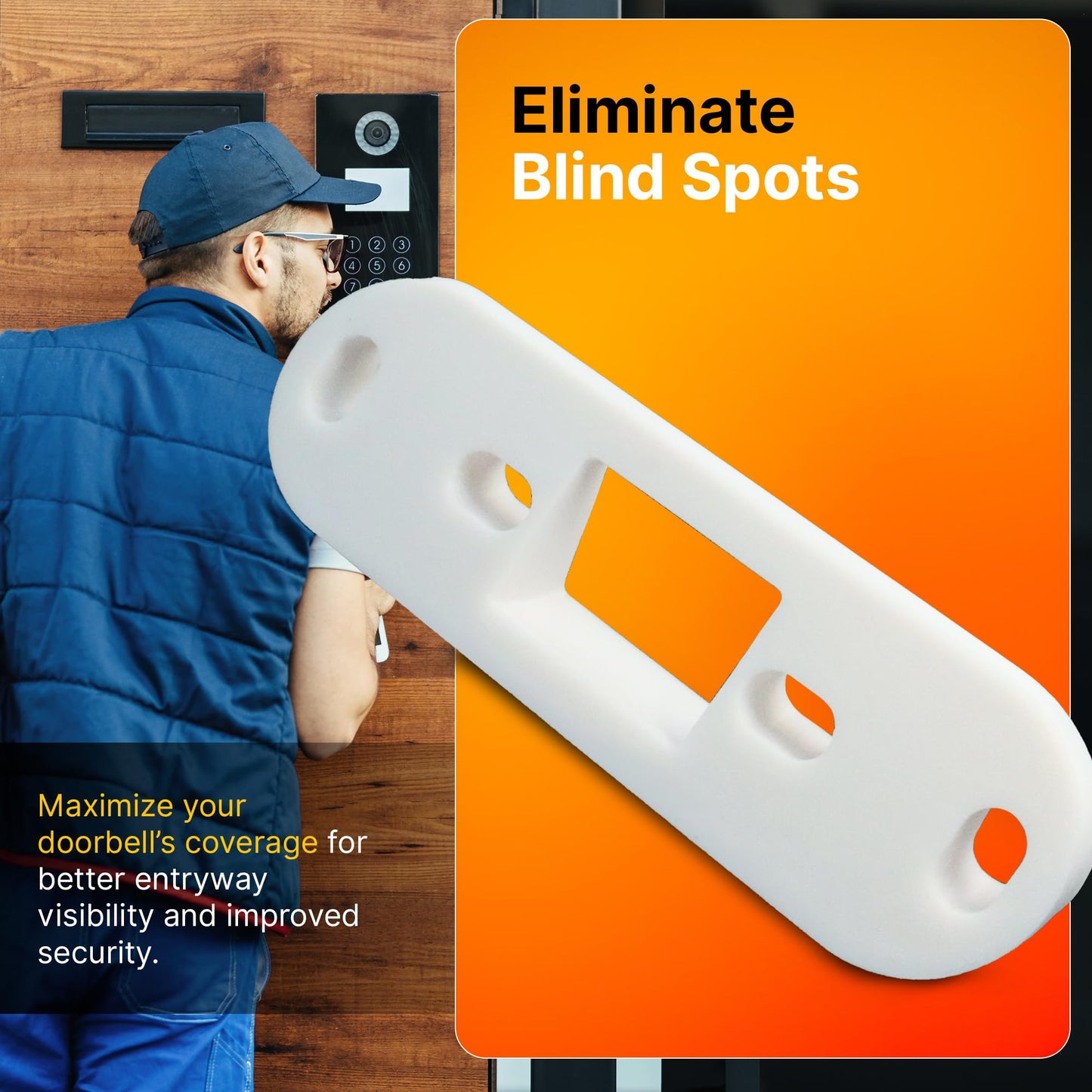 SplashNColor Video Doorbell Wedge Angle Mount Bracket Compatible with SimpliSafe - Durable Simplisafe Doorbell Mount for 30 Degree Adjustable Viewing