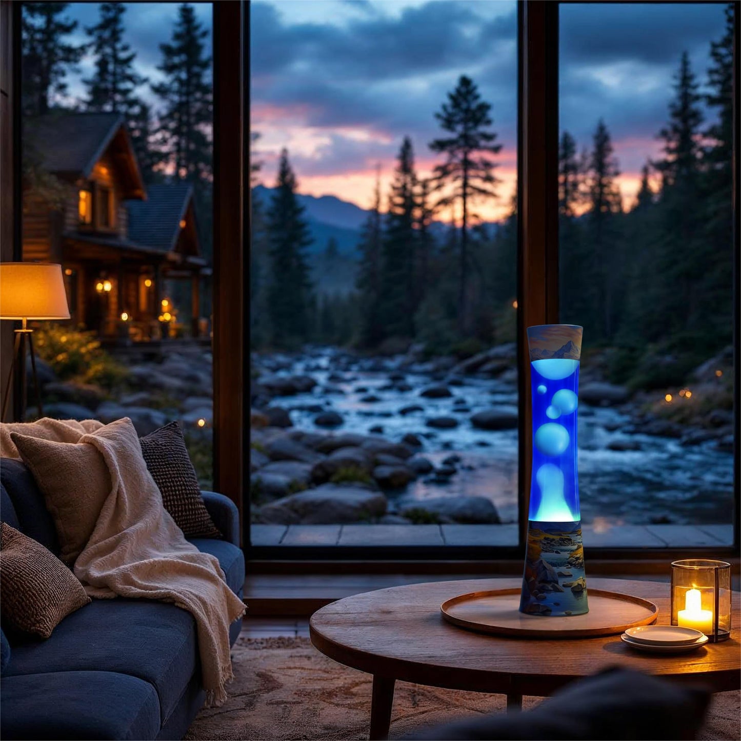 JAMBO 15.5" River Oasis Lamp, Beautiful Lamp for Living Room Office Bedroom Kitchen, Night Light Nightlight for Adults, Teens and Kids, Relaxing
