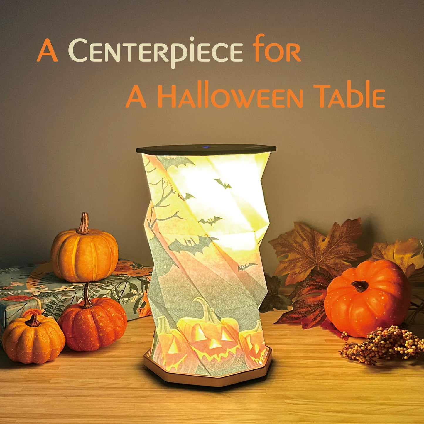 Halloween Gifts for Women Adults - Rechargeable Night Light - Table Decorations - Light Up Paper Lantern LED Lights - Spooky Candle Lantern