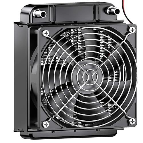 Clyxgs Water Cooling Radiator, 8 Pipe Aluminum Heat Exchanger Radiator with Fan for PC CPU Computer Water Cool System DC12V 80mm Black