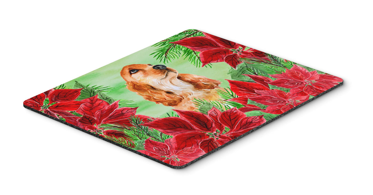 Caroline's Treasures CK1354MP Cocker Spaniel Poinsettas Mouse Pad, Hot Pad or Trivet for Home Office Gaming Working Computers Laptop Mouse