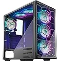 MUSETEX Phantom Black ATX Mid-Tower Case with 6pcs RGB Fans - USB 3.0 Tempered Glass Panel - PC Gaming Case Decent Cable Management/Airflow ?907W6?