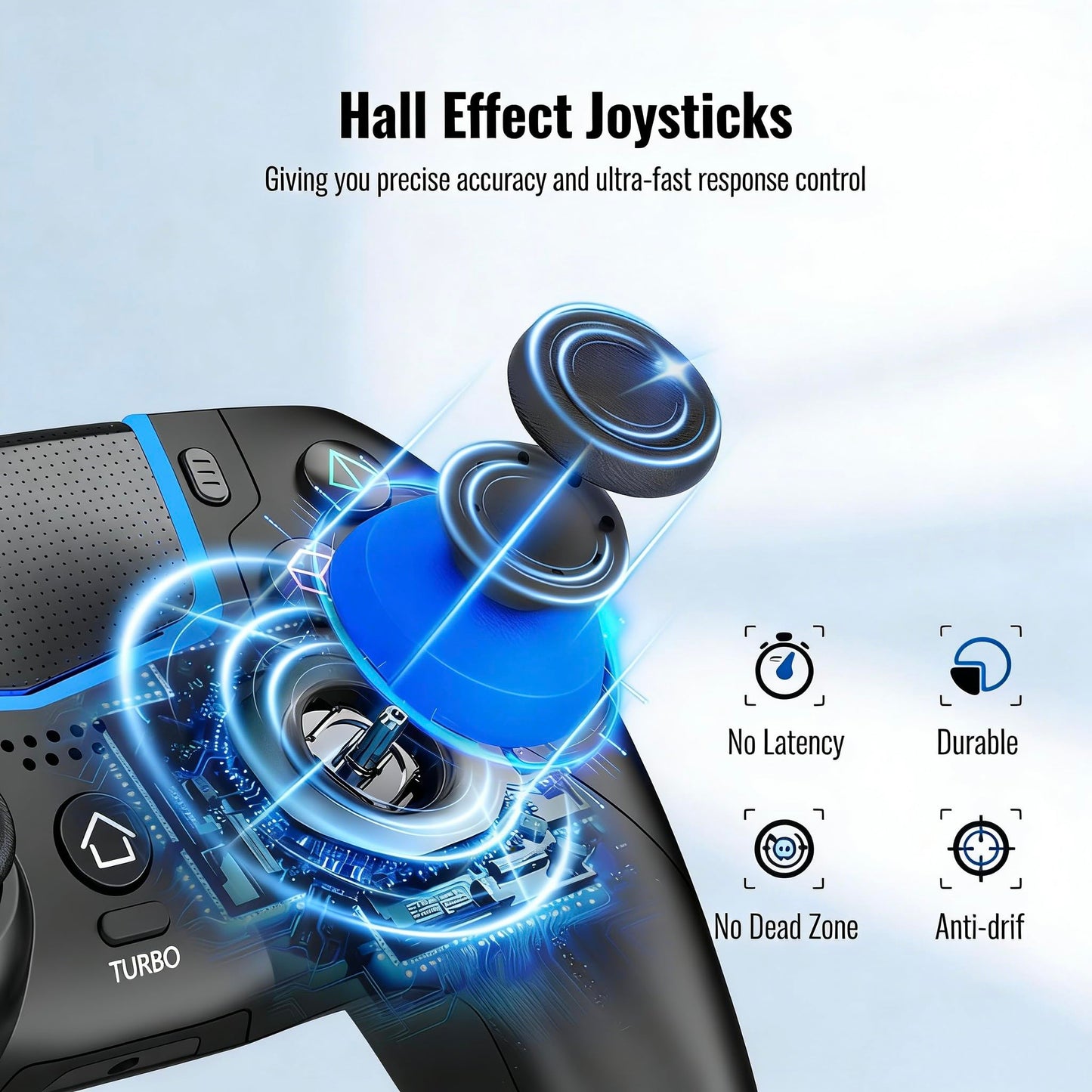 citnh Wireless Controller for PS5, Compatible With PS5/Pro/Slim/PC, Bluetooth Gaming Controller with Hall Joysticks/LED Channel Light/Turbo/6-Axis