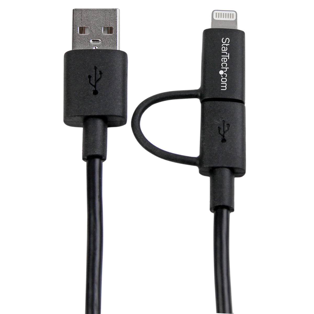 StarTech 3ft/1m Lightning & Micro-USB to USB-A Cable, Black (LTUB1MBK)