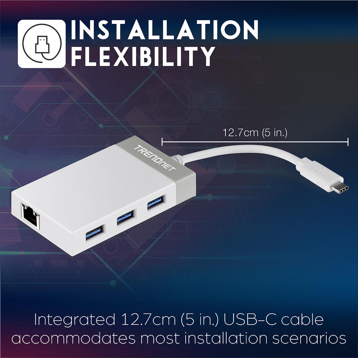 TRENDnet USB C to Ethernet Gigabit Adapter, TUC-ETGH3