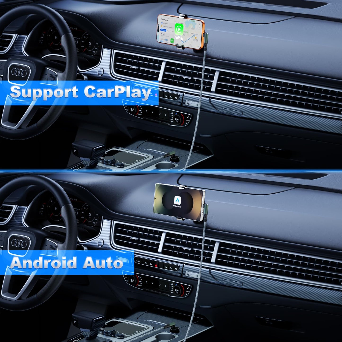 CarPlay Cable USB C to USB C Cable 60W Nylon Braided 2Pack 6FT for iPhone 17/16/15 Pro Max/Plus/17 Air Cord,USB C Cable for iPad Air/Pro/MacBook USBC