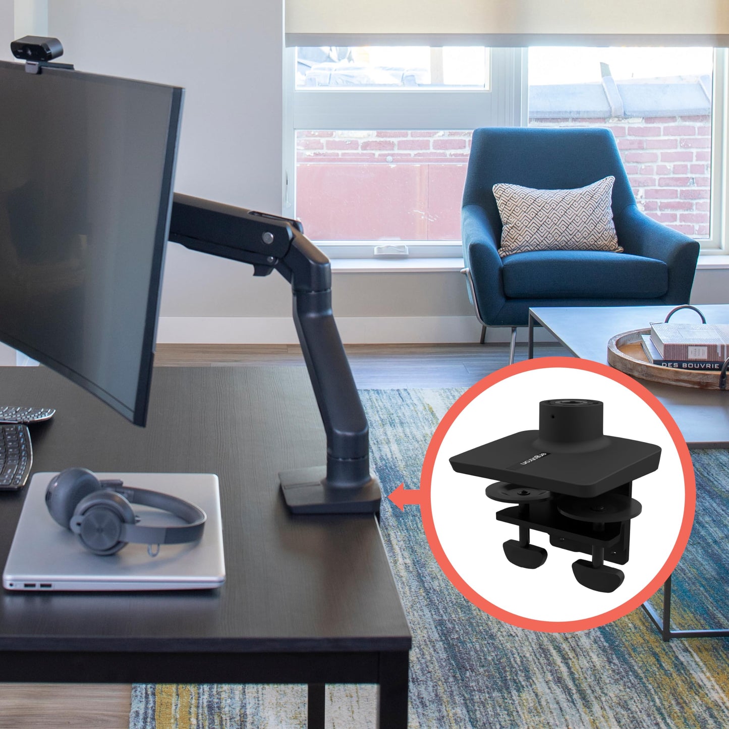 Ergotron - HX Desk Mount Conversion Kit - Add-on for HX Wall Monitor Arms - Matte Black
