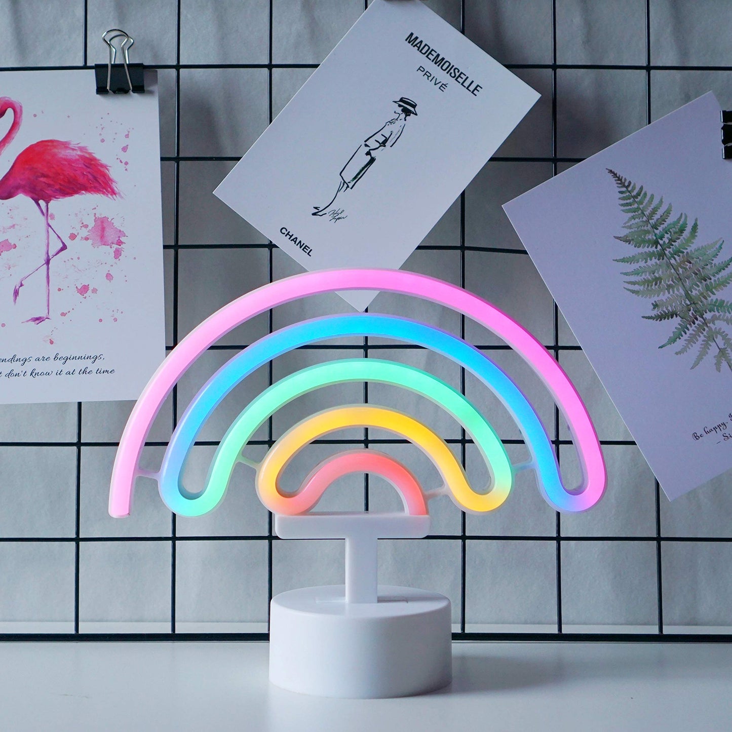 Miaro Rainbow Neon Sign, Cute Good Luck Rainbow Night Light, Battery Operated Wall Decor Lamp for Girls, Chistmas,Birthday Party,Wedding, Kids Room