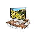 CRAFT KITTIES Monitor Stand Wood Riser with 4 USB Ports, Computer Monitor Stand with America Walnut Data Transfer Charging Hub -Compatible