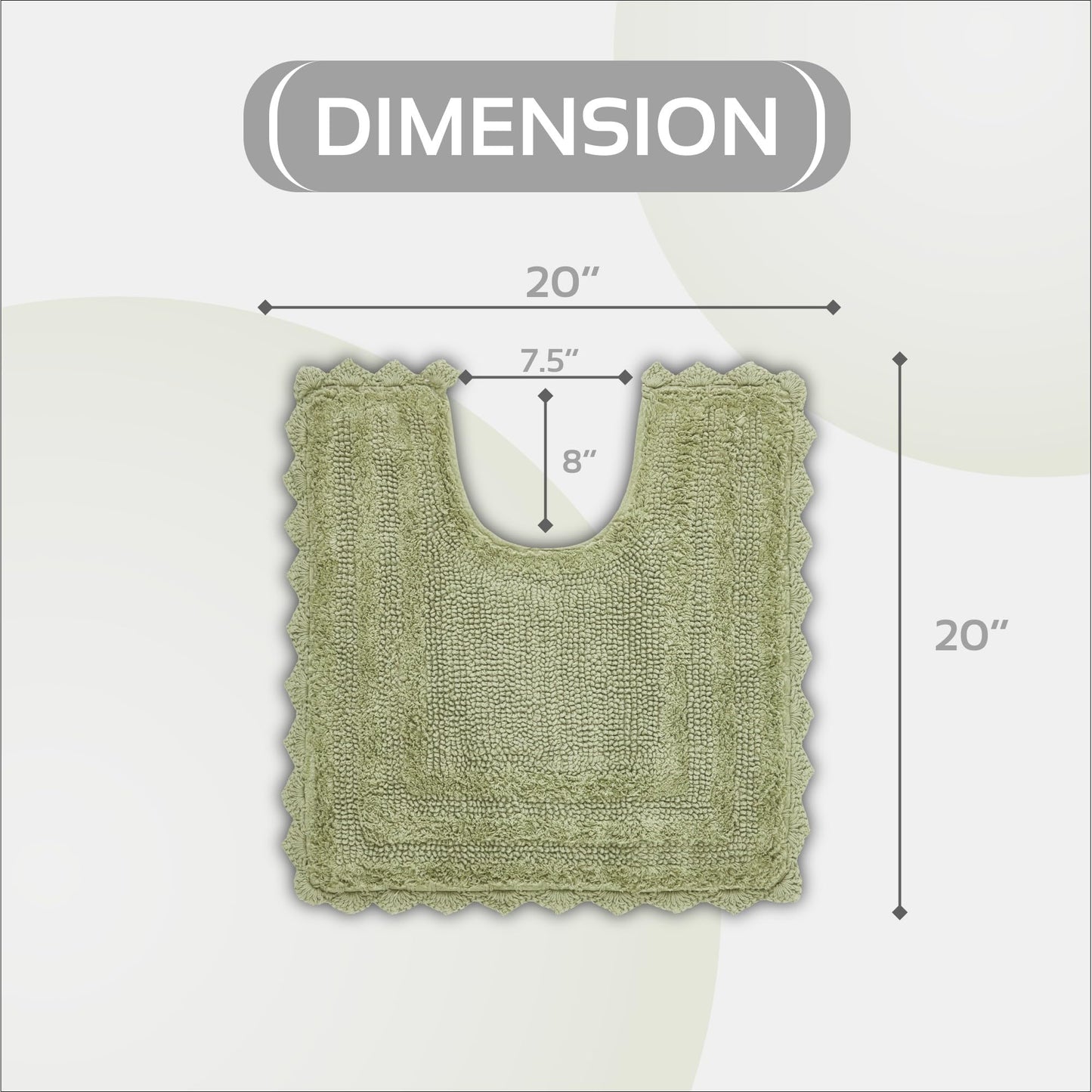 Better Trends Toilet Rugs U Shaped Lilly Crochet Rug 20" x 20" Contour 100% Cotton Soft Water Absorbent Washable Reversible for Bathroom Floor Decor…