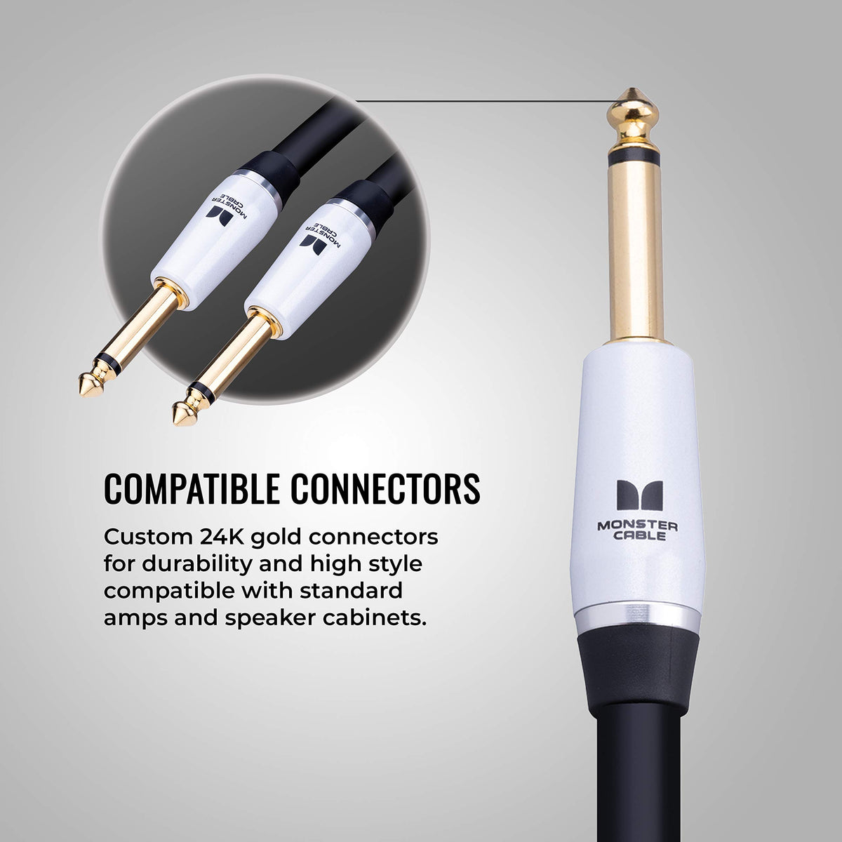Monster Prolink Studio Pro 2000 1/4 Inch TS to 1/4 Inch TS Speaker Cable, 6 Foot, Male to Male Audio Cable for Amplifier, Guitar, Instrument, and Speaker Connections