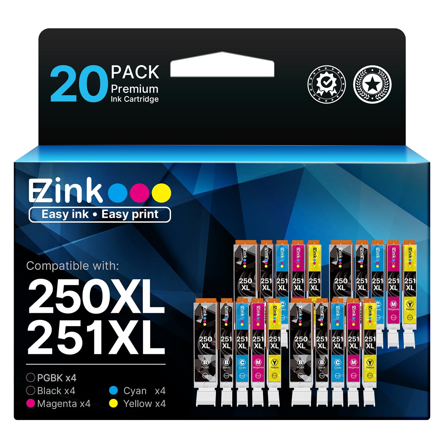 250XL 251XL Ink Cartridge for Canon PGI-250XL CLI-251XL for MX922 (20 Pack)