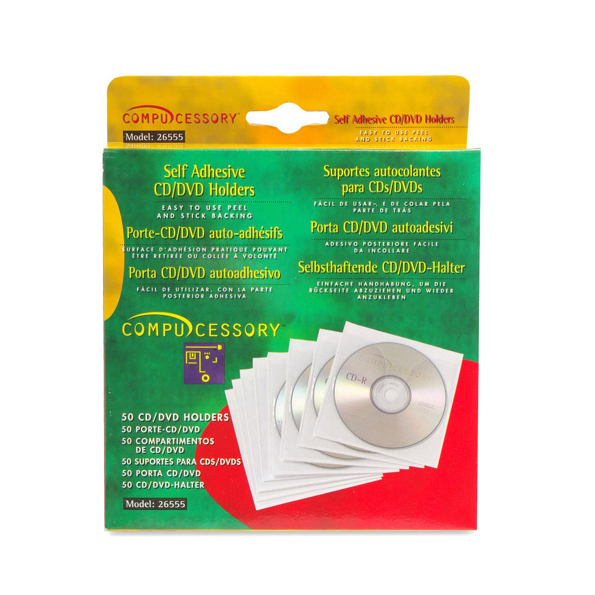 Compucessory CCS26555 Binder Pocket, 0.7, 50 Sheets per Pack, Polypropylene, White