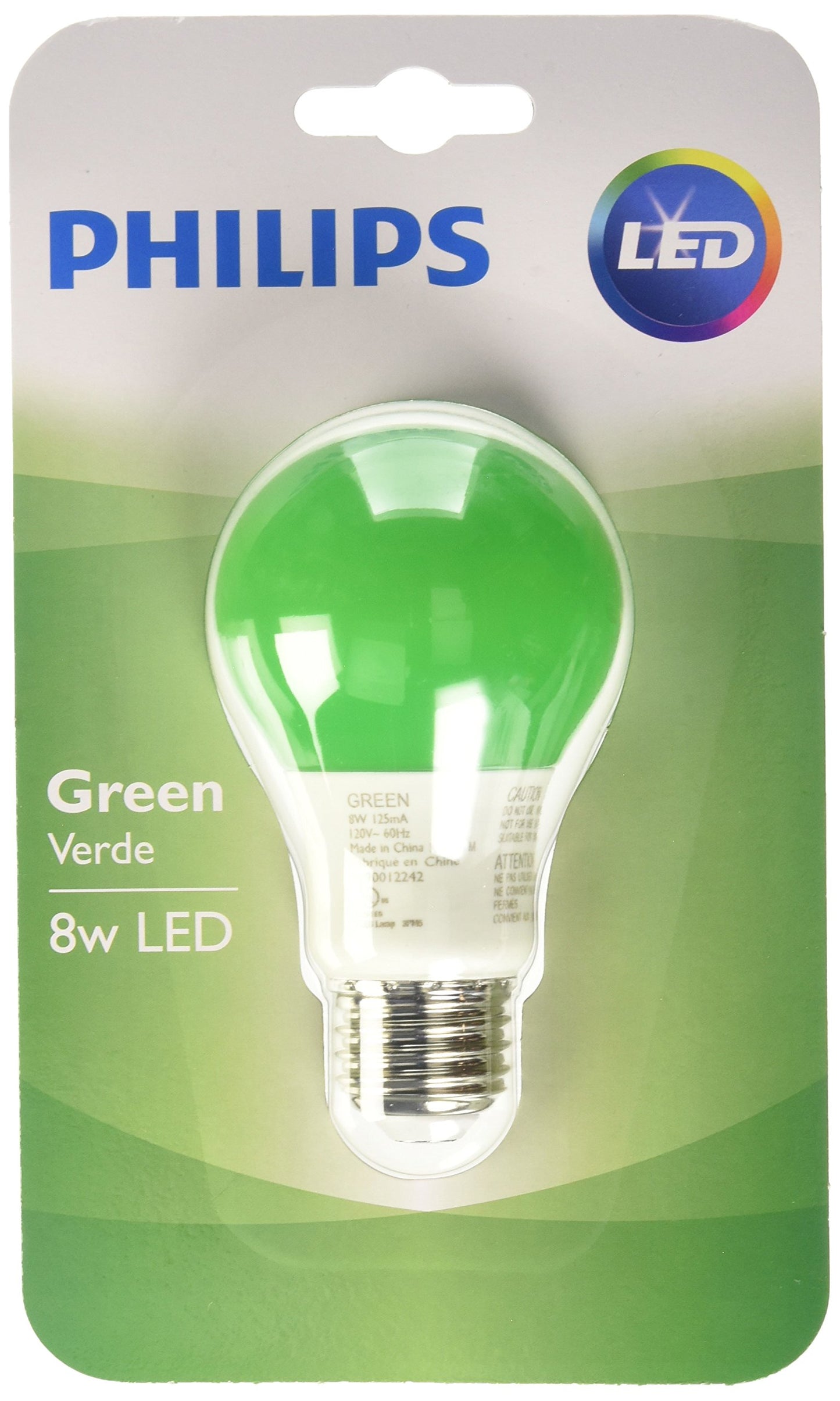 Philips 60 Watt Equivalent Green A19 Medium Base LED 8 Watt Equivalent Light Bulb