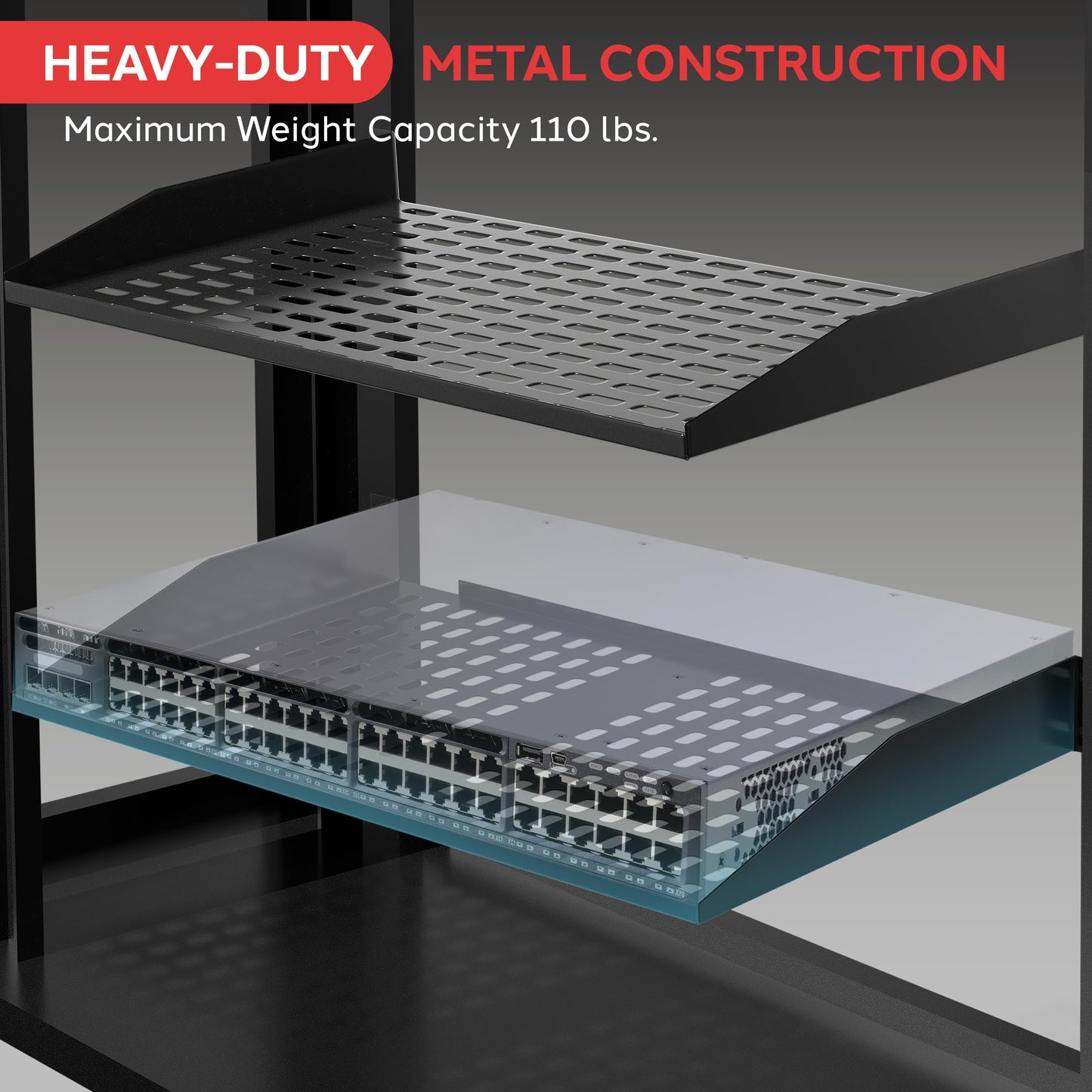 Pyle 19-Inch 2U Server, Vented Shelves for Good Air Circulation, Cantilever, Wall Rack, Universal Device, Cabinet Shelf, Computer Case Mounting Tray