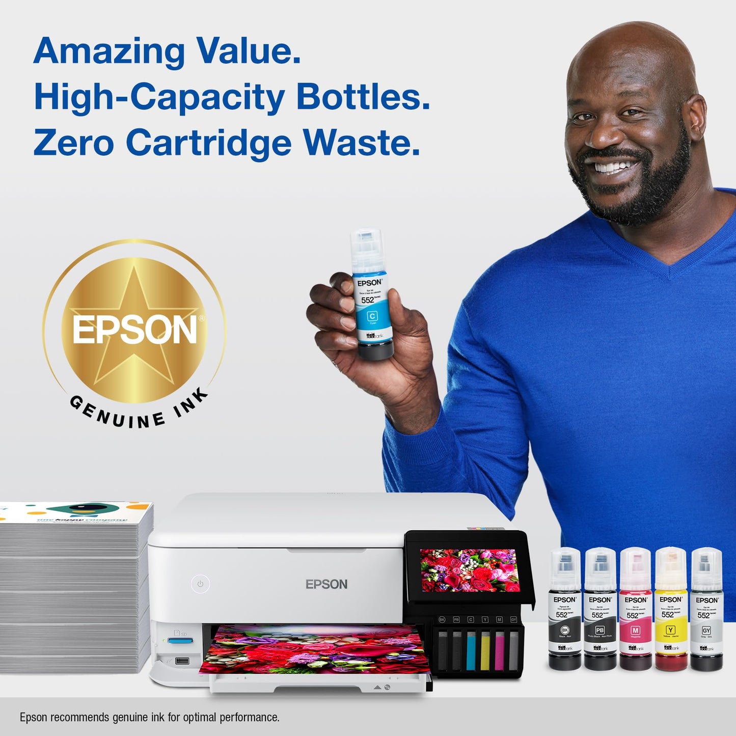 EPSON 552 EcoTank Ink Ultra-high Capacity Bottle Five Color Combo Pack (T552920-S) Works with ET-8500, 8550