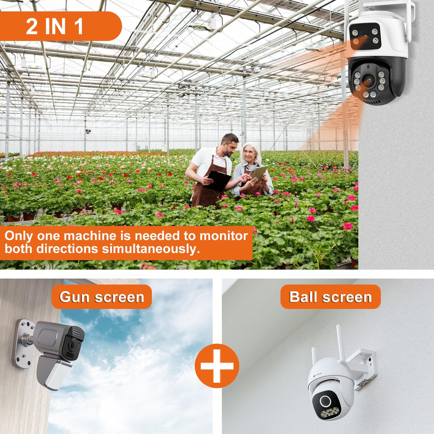 Security Outside Camera Wireless 2.4G WiFi Home Indoor Security Cameras Dual Lens Linkage 360°View 4MP Two-Way Talk,AI Detection,Full-Color Night