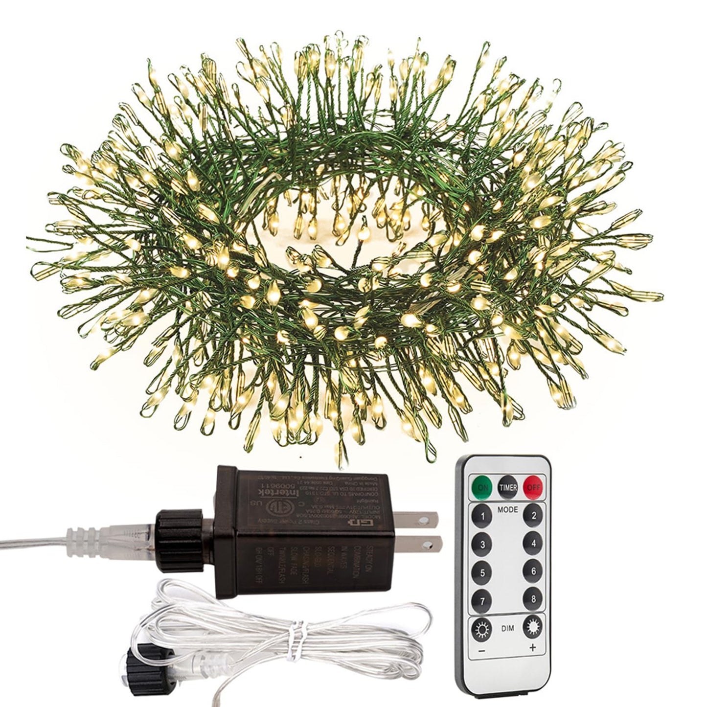 ZELUXDOT Firecracker Fairy Lights,100FT 1000Leds Waterproof Twinkle Lights Plug in,8 Modes Remote String Light for Indoor Outdoor Christmas Wedding