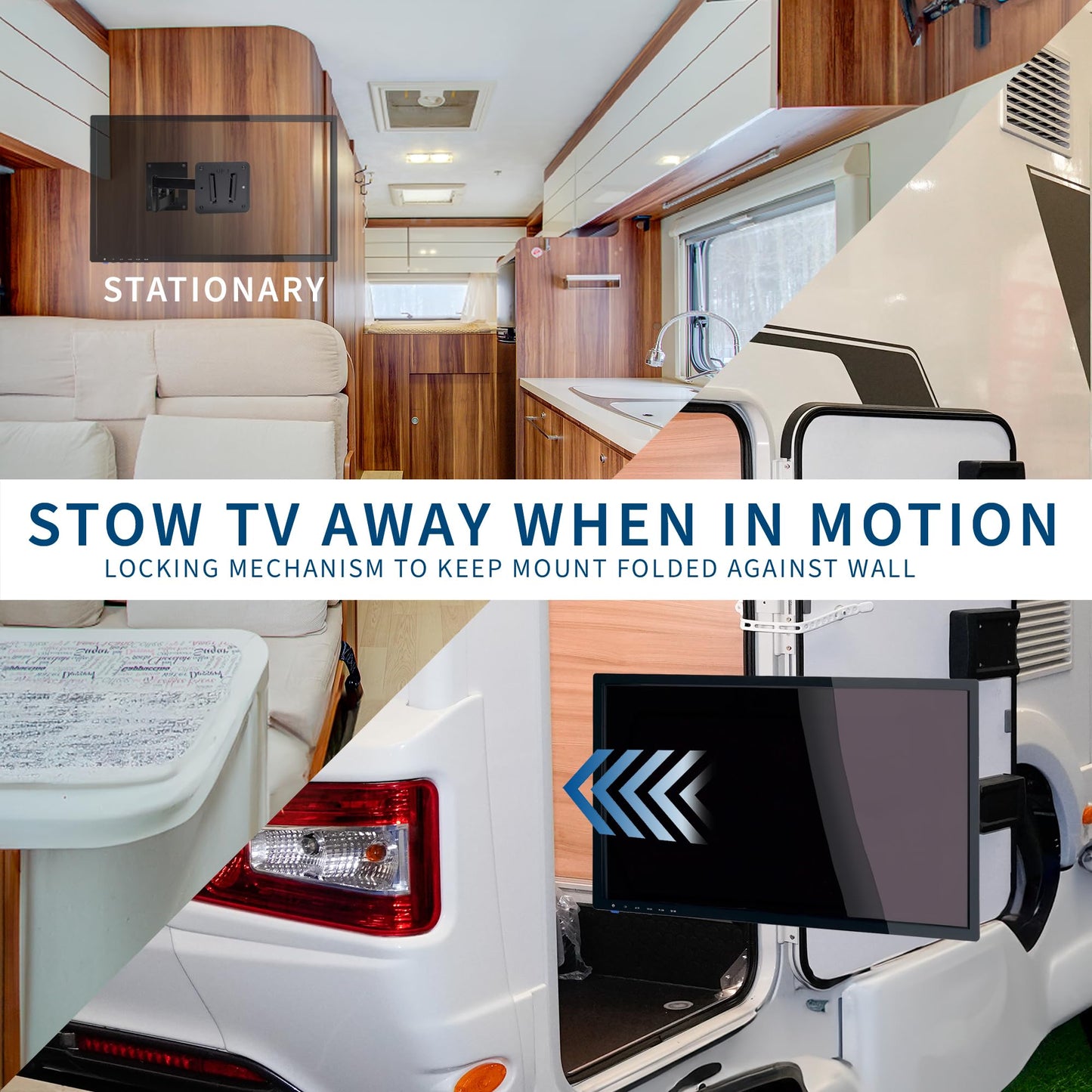 VIVO Sturdy Plastic Polymer and Steel RV TV Mount with Articulating Arm, VESA 100x100mm Mounting Pattern, Holds up to 22 lbs, Wall Bracket for Indoor